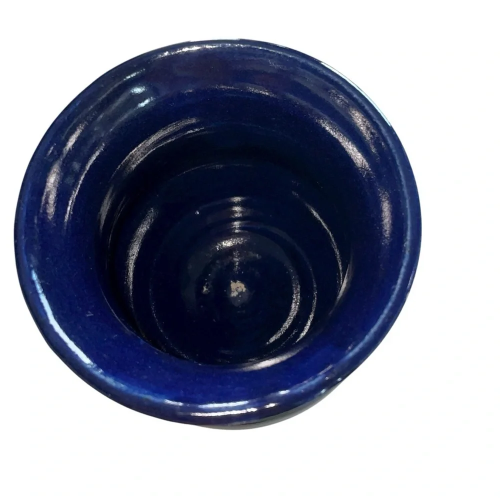 Handmade Cobalt Blue Ceramic Gloss Vase Signed Studio Pottery 5